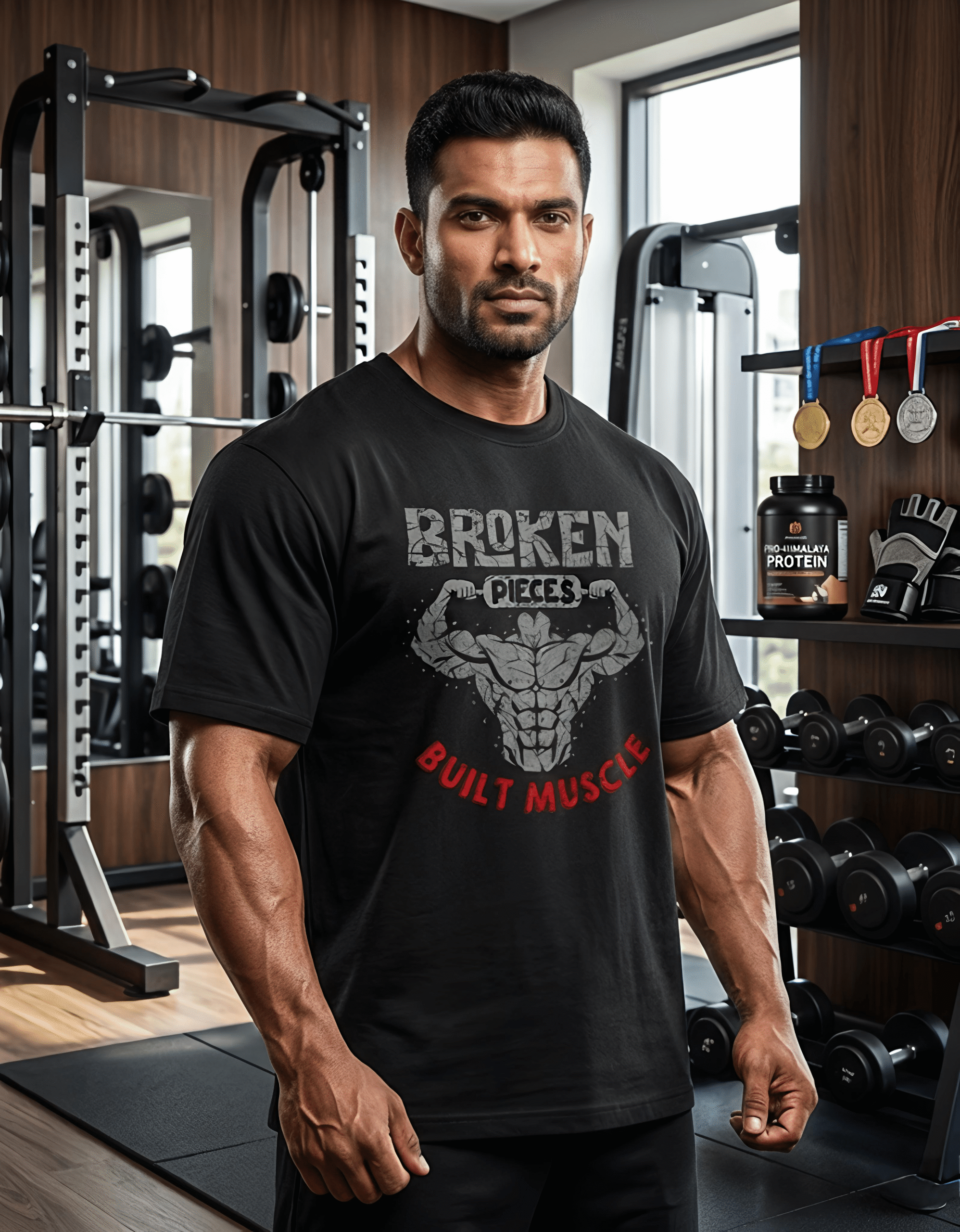 men's t shirt broken pieces built muscle motivational gym & bodybuilding tee men's t shirt broken pieces built muscle motivational gym & bodybuilding tee