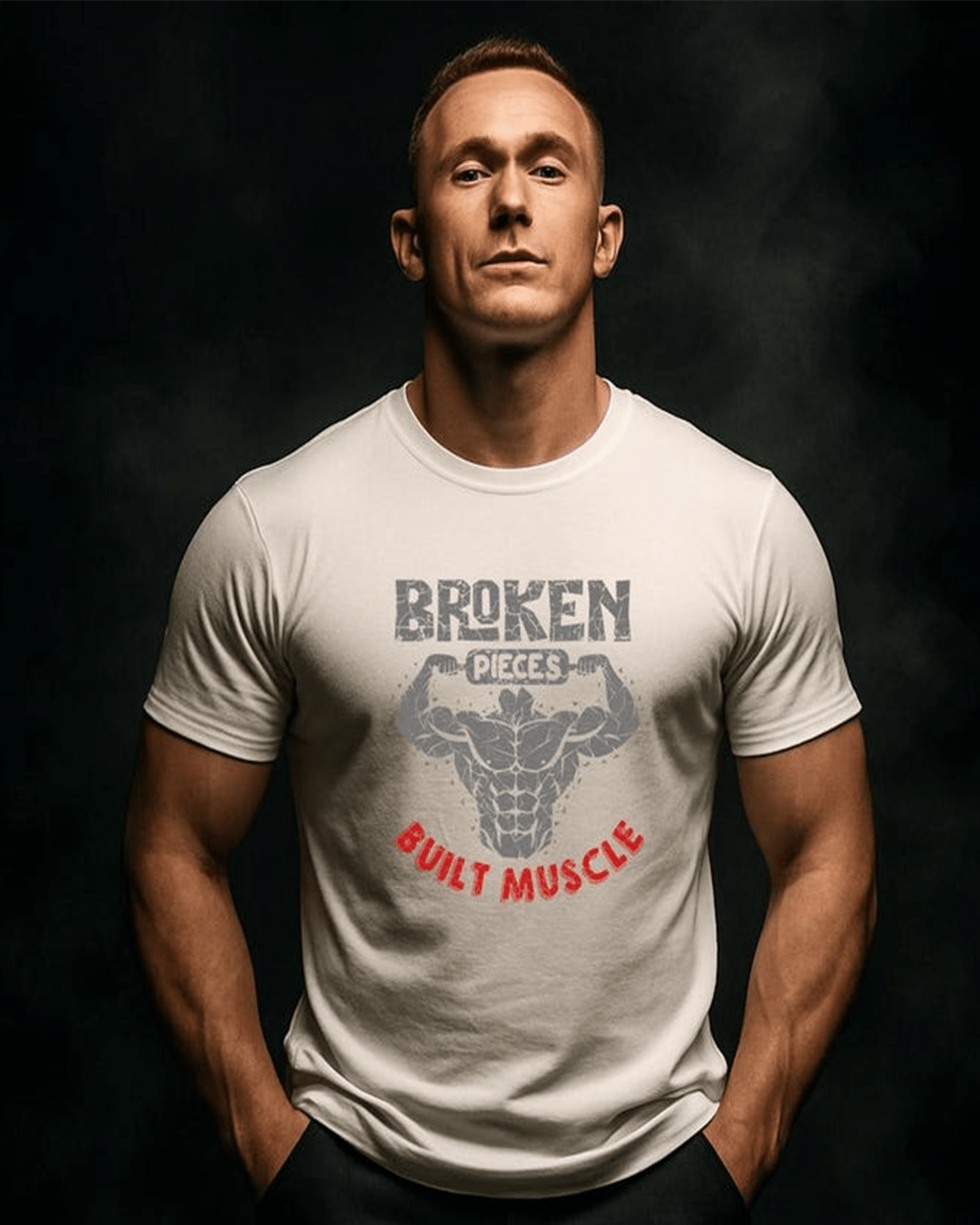 men's t shirt broken pieces built muscle motivational gym & bodybuilding tee men's t shirt broken pieces built muscle motivational gym & bodybuilding tee