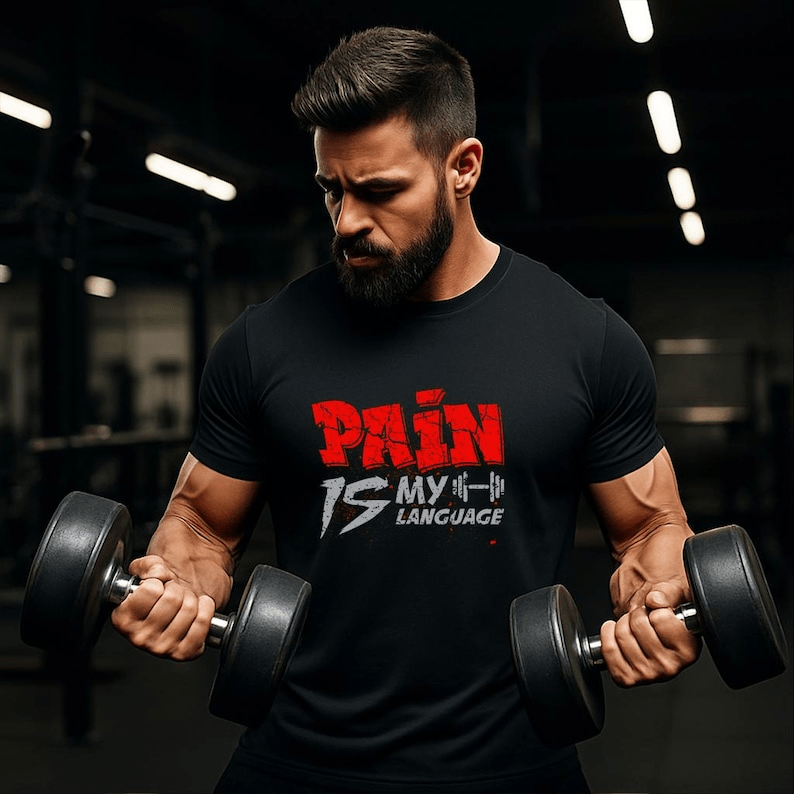 men's t shirt pain is my language motivational gym tee men's t shirt pain is my language motivational gym tee